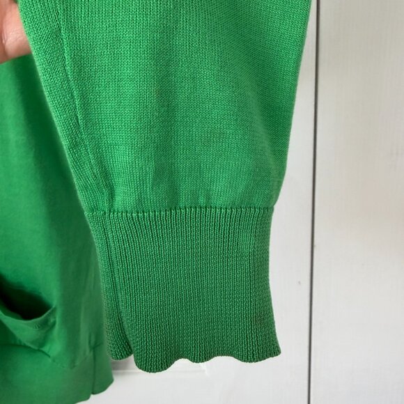 Blue Label Ralph Lauren Italian Cotton Leather Elbow Patch Cardigan Small - Picture 3 of 6